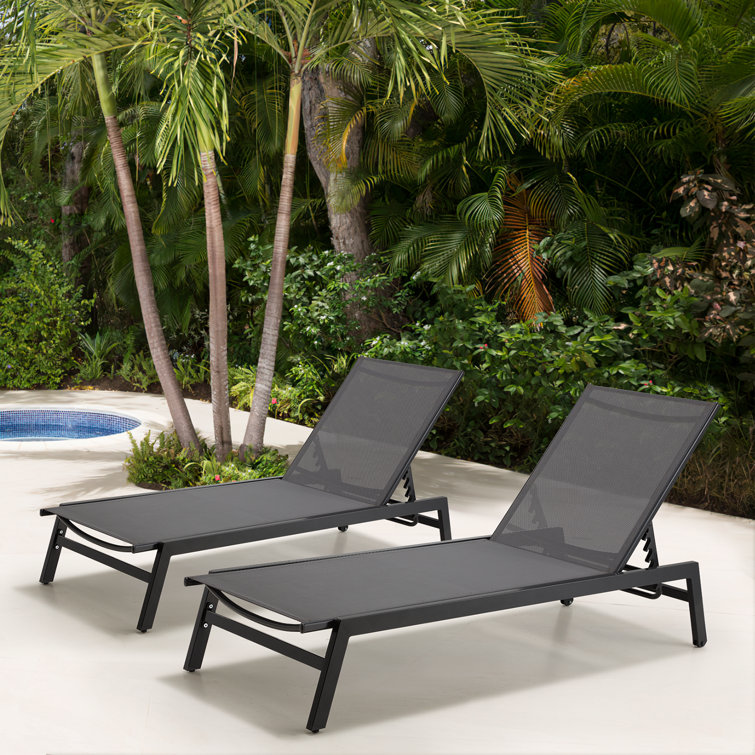 Latitude Run 2Pcs Outdoor Chaise Lounge Aluminum Patio Lounge
